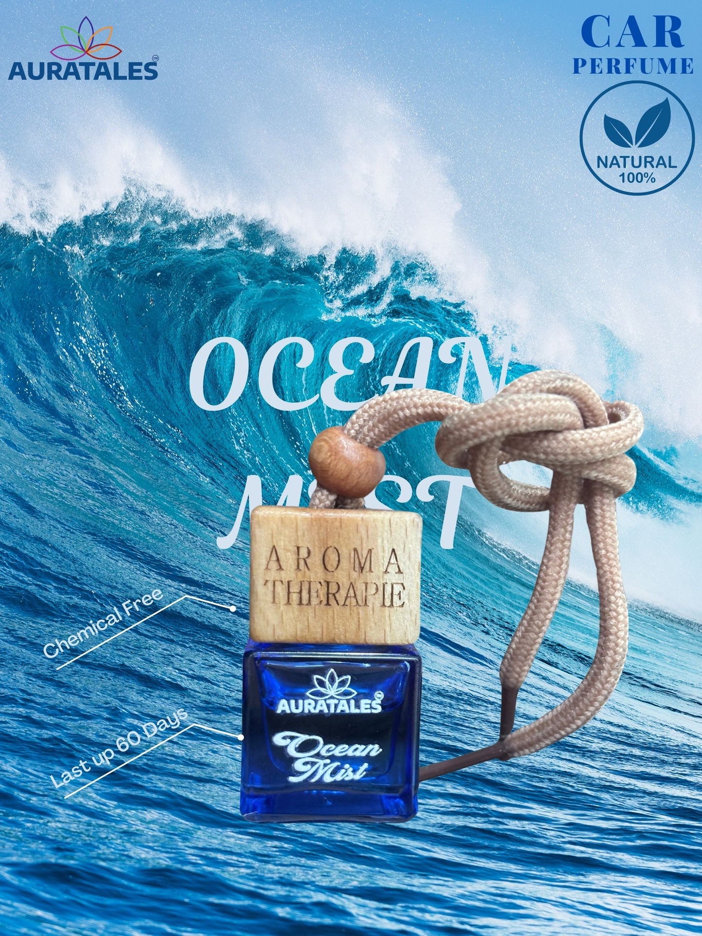 Premium Car Hanging Perfume - Ocean Mist | Car Freshener - Premium Ocean Mist AuraTales