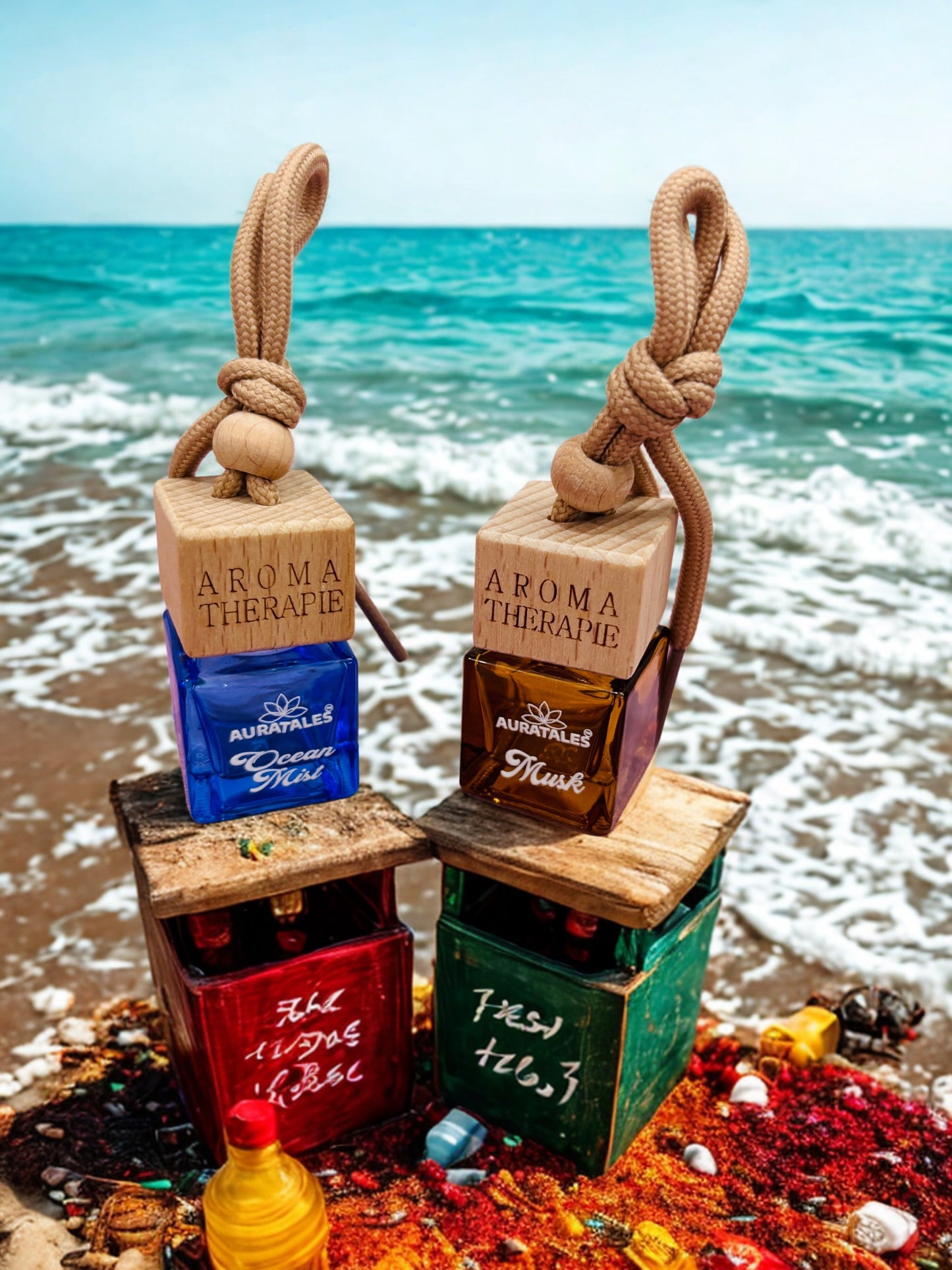 Car Hanging Perfume - Ocean Mist & Musk | Car Air Freshener - Combo Pack AuraTales