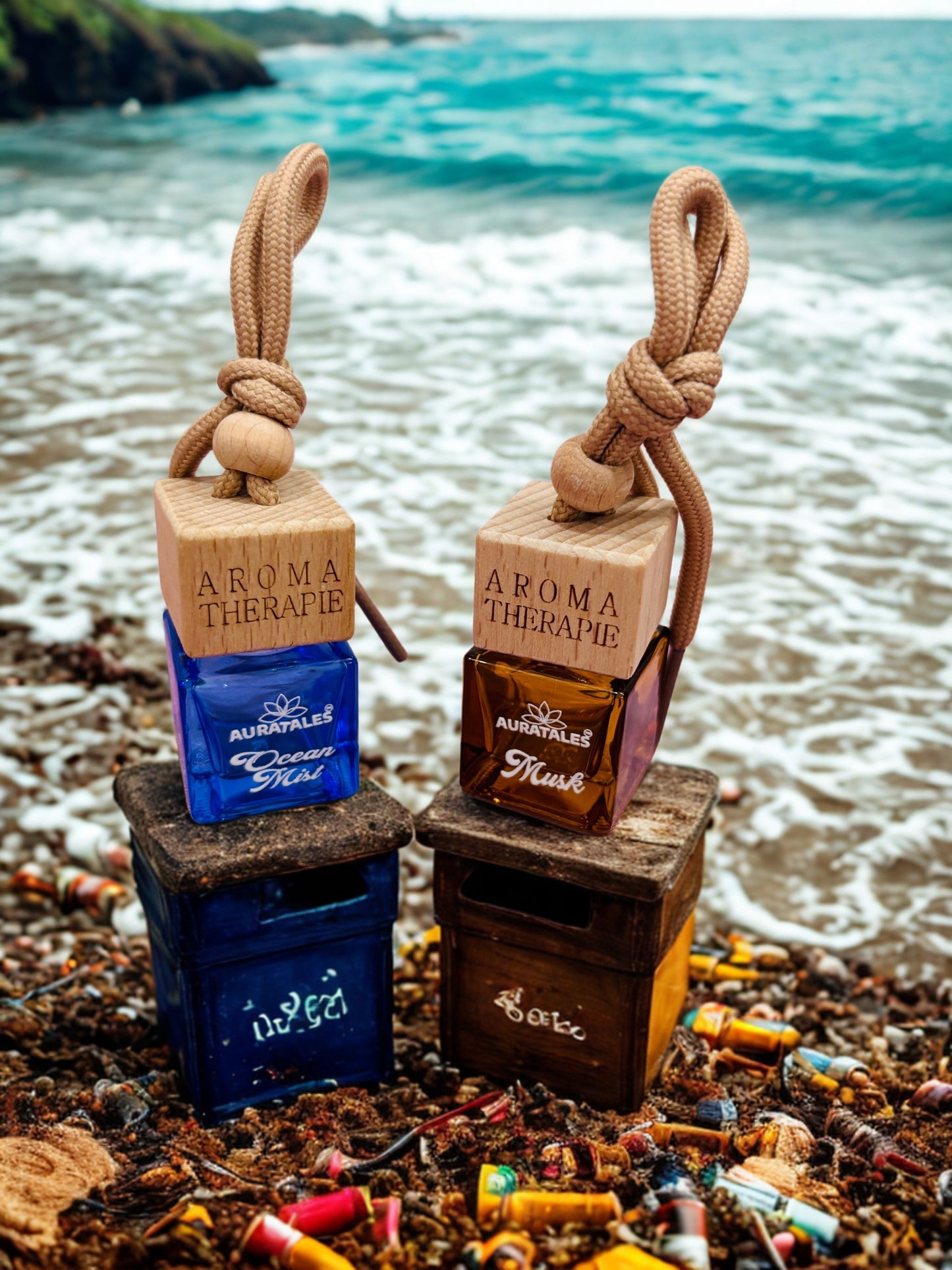 Car Hanging Perfume - Ocean Mist & Musk | Car Air Freshener - Combo Pack AuraTales