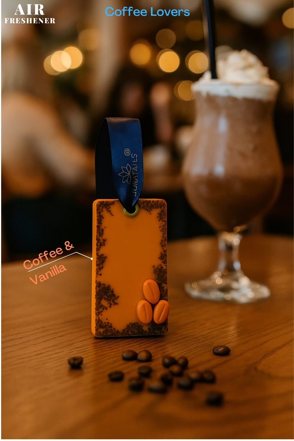 Air Freshener Coffee, Oud, Orange & Mogra Premium Scent | Pack of 4 Aura Tales
