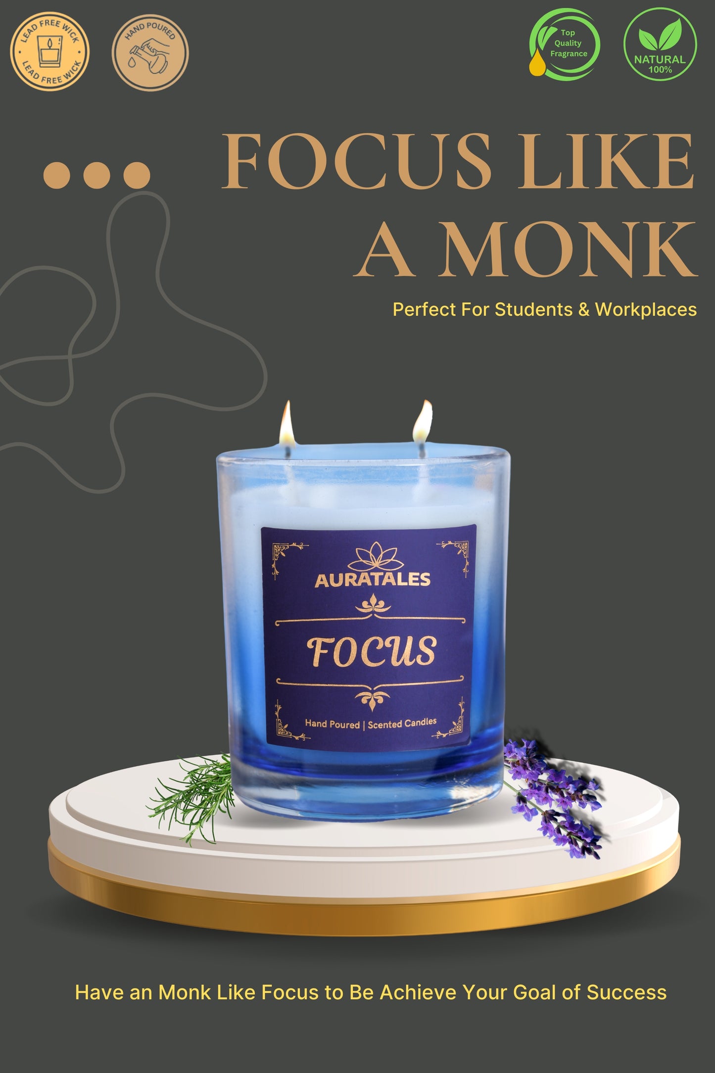 Meditation Candle, DeepFocus Scented Candle, Focus & Clarity Candles , focus and concentration candle, study candles,Gifting Ideas, Birthday Candles, corporate gifting