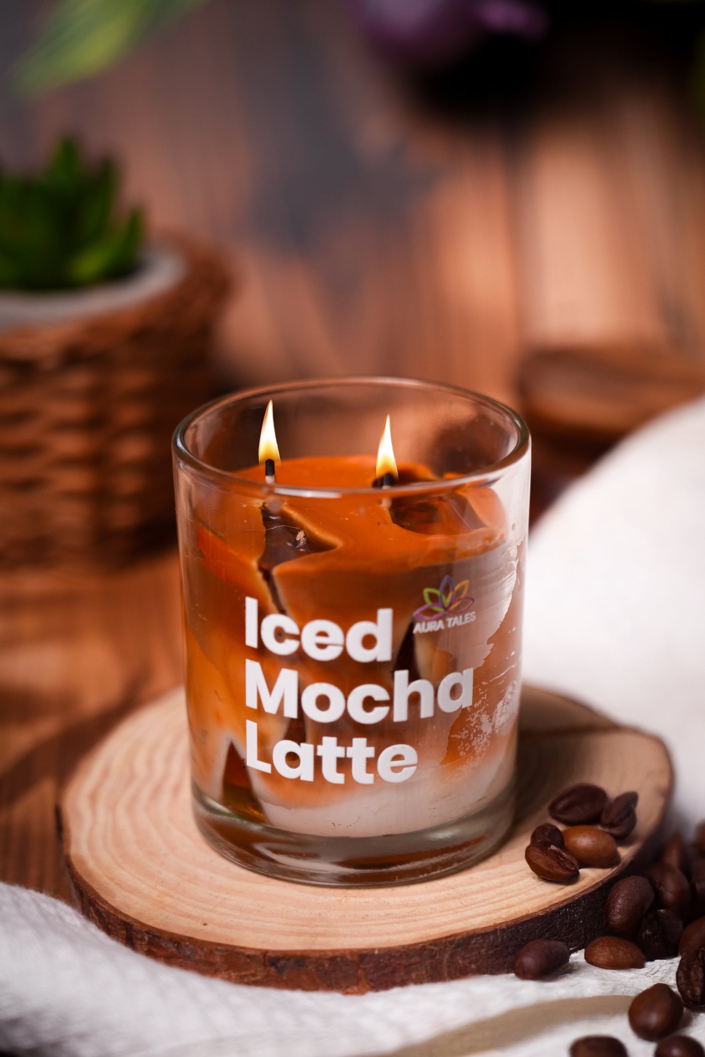 Iced Mocha Latte Scented Candle AuraTales, Coffee Candle, iced coffee candle