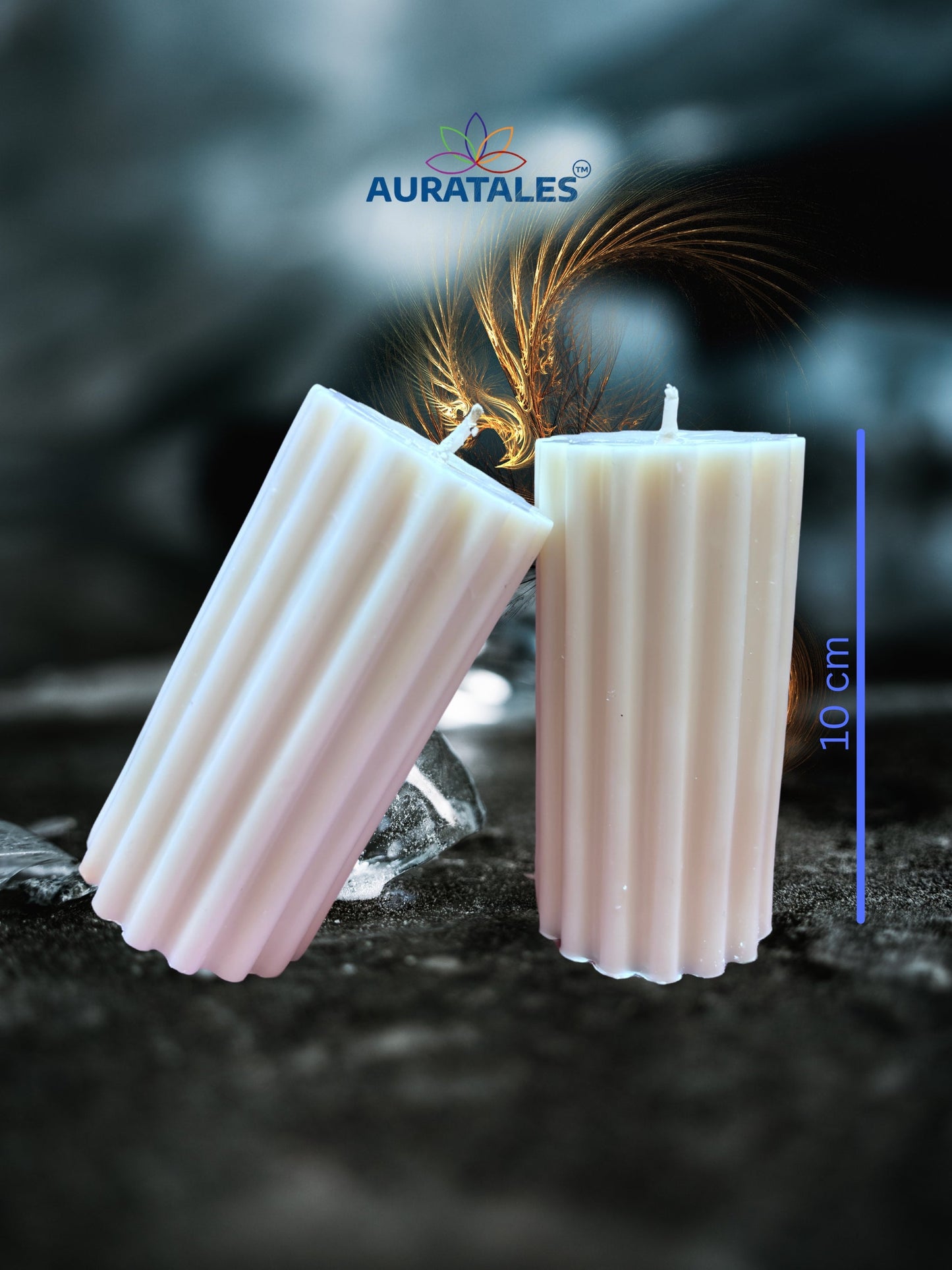 Pillar Candle Scented Candle Ribbed- | Festive Gifting & Home Decor-Medium AuraTales