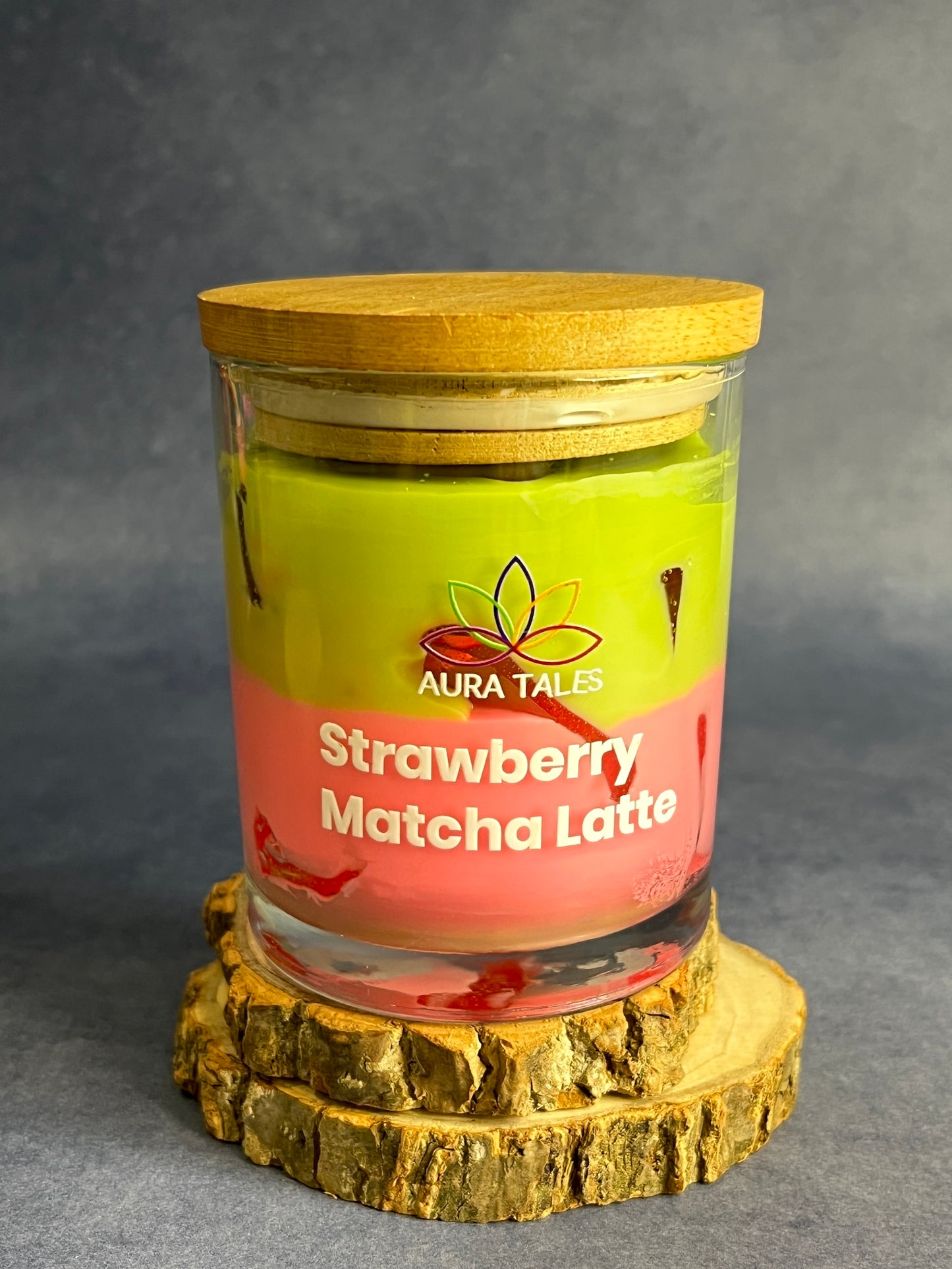 Strawberry Matcha Latte Scented Candle | Aromatherapy Candle | Strawberry & Matcha Fragrances AuraTales