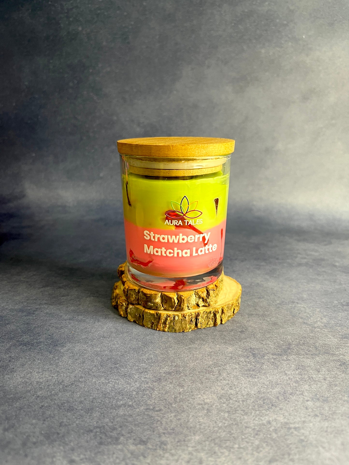 Strawberry Matcha Latte Scented Candle | Aromatherapy Candle | Strawberry & Matcha Fragrances AuraTales
