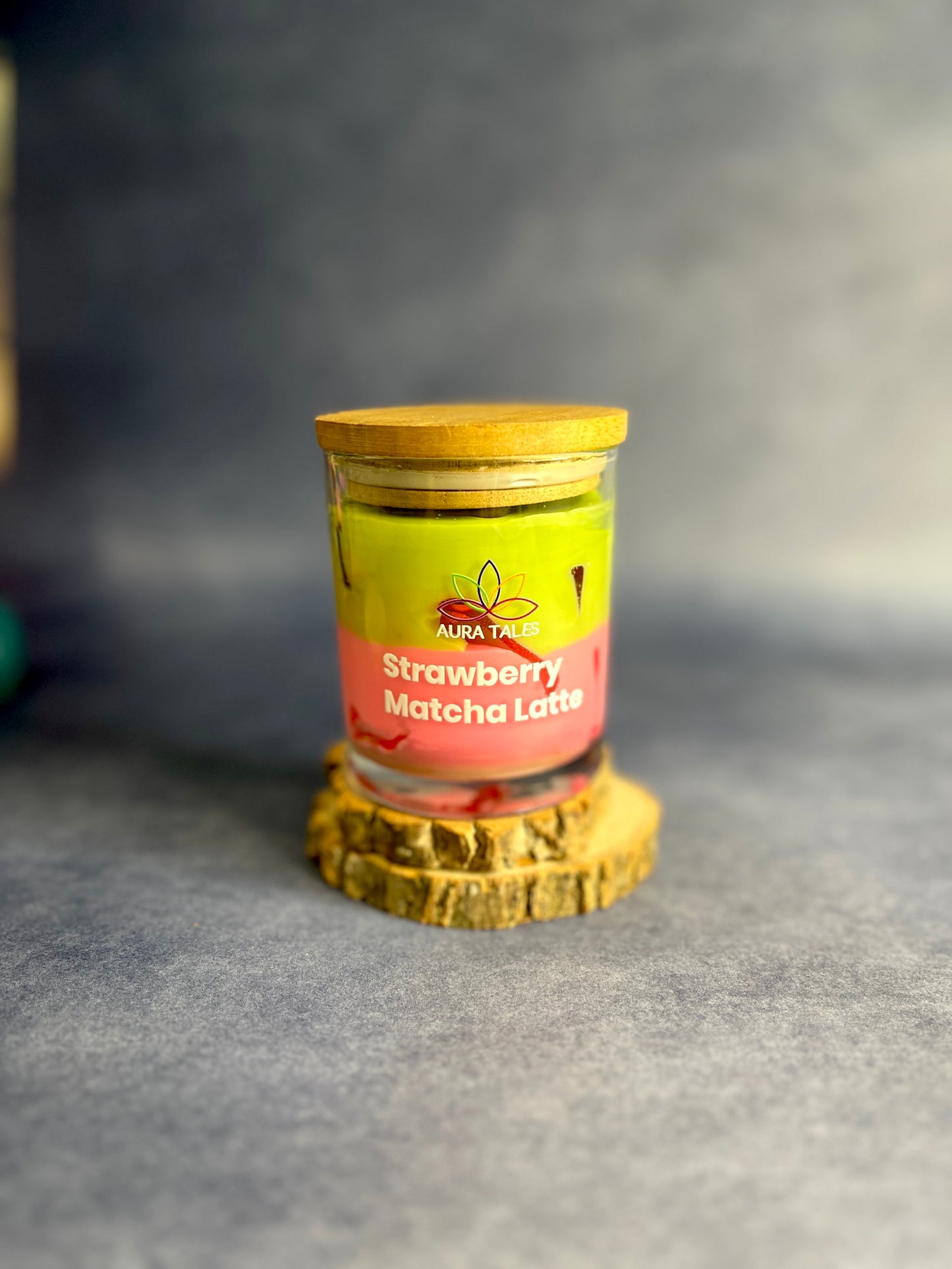 Strawberry Matcha Latte Scented Candle | Aromatherapy Candle | Strawberry & Matcha Fragrances AuraTales