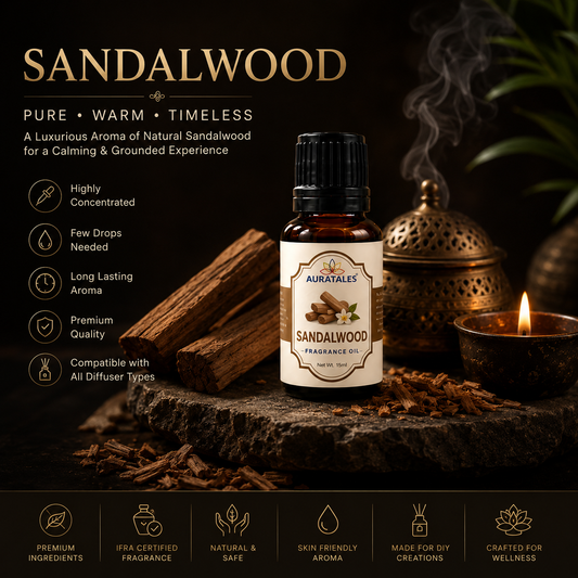 AuraTales Sandalwood Fragrance Oil – perfect for pooja room and mandir