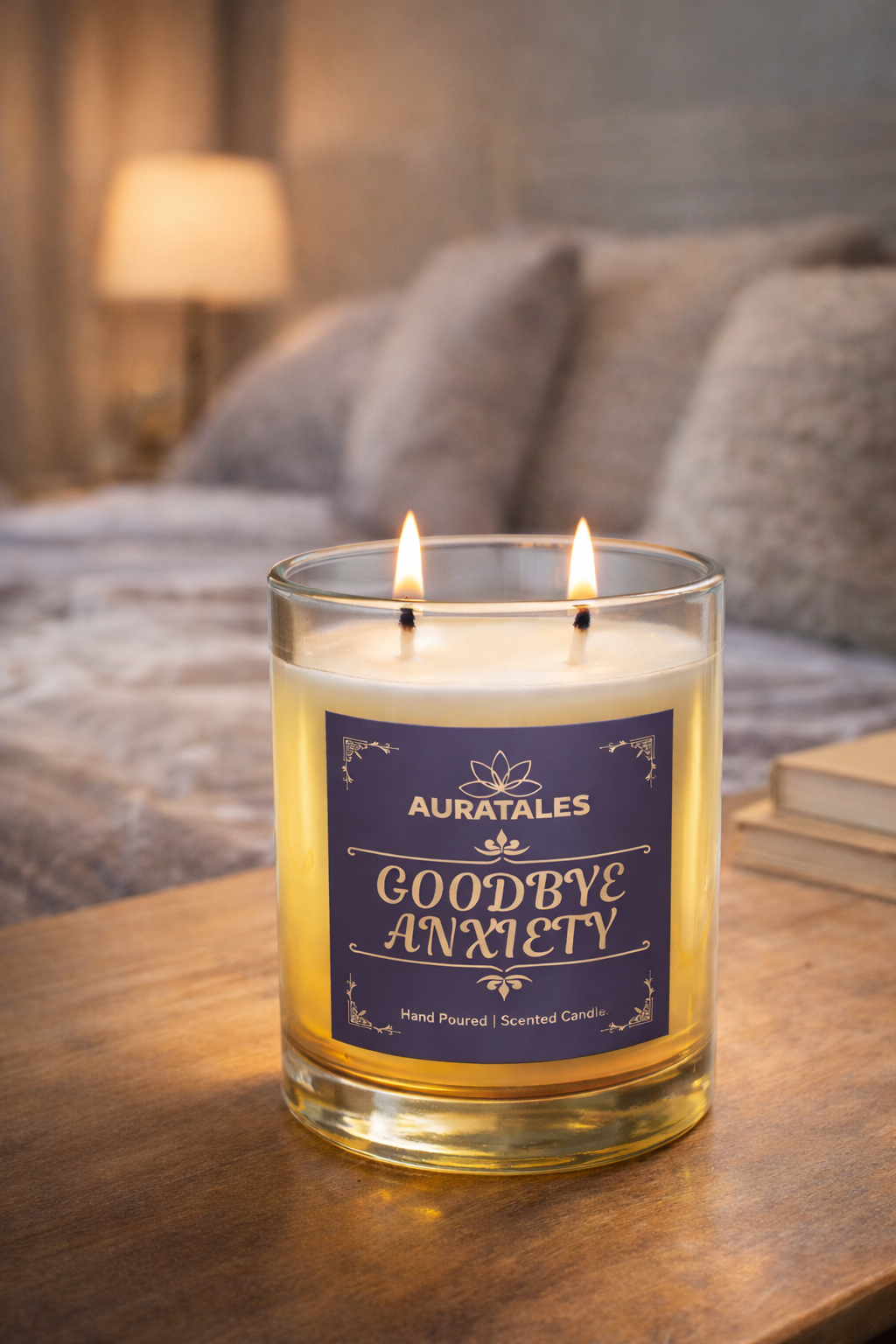 AuraTales Good Bye Anxiety calming scented candle - anxiety relief aromatherapy candle India