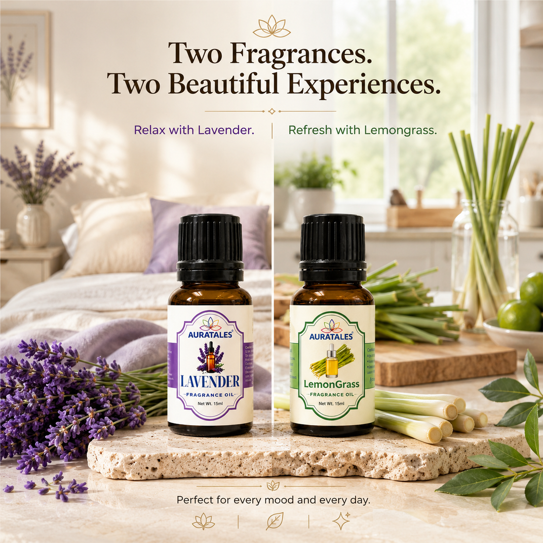 AuraTales Lavender Lemongrass Fragrance Oil 30ml Pack of 2