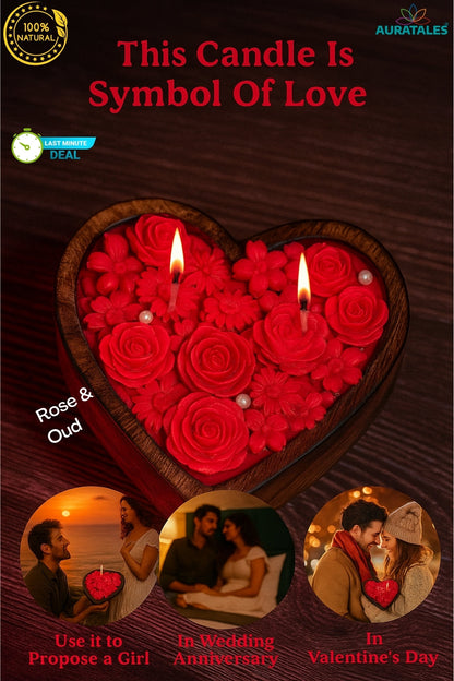 Wooden Heart Rose Candle Aura Tales