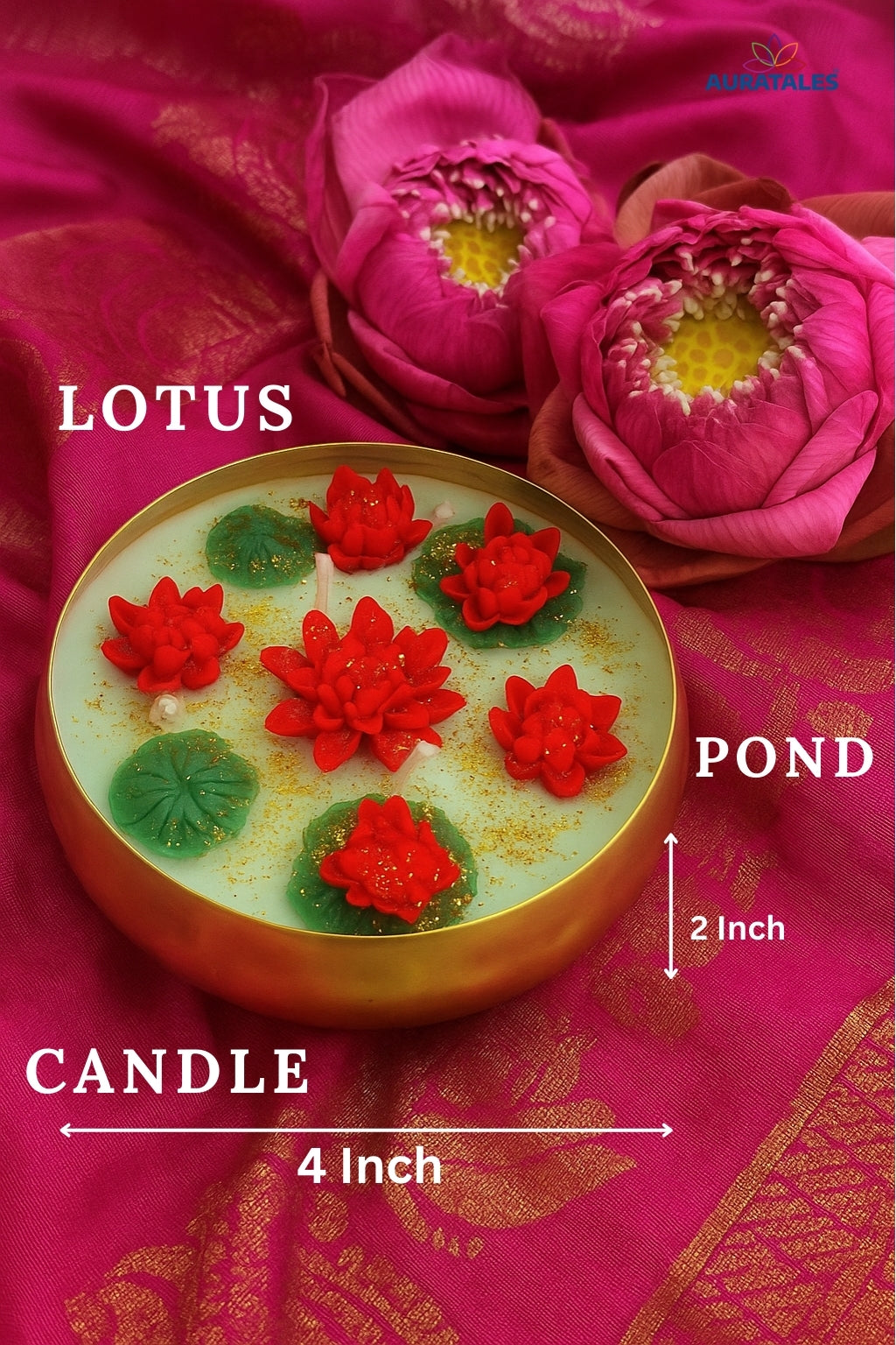 Designer Lotus pond candle with Rose and Oud Scent