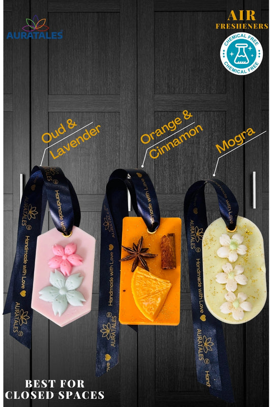 Air Freshener For Closed Area Oud Orange & Mogra | Pack of 3 Aura Tales