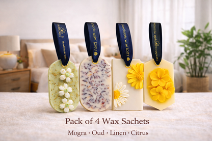 Air Freshener Mogra, Citrus, Linen & Rose Natural Scent for Wardrobes, Cupboards & ShoeRacks | Pack of 4
