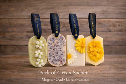 Air Freshener Mogra, Citrus, Linen & Rose Natural Scent for Wardrobes, Cupboards & ShoeRacks | Pack of 4