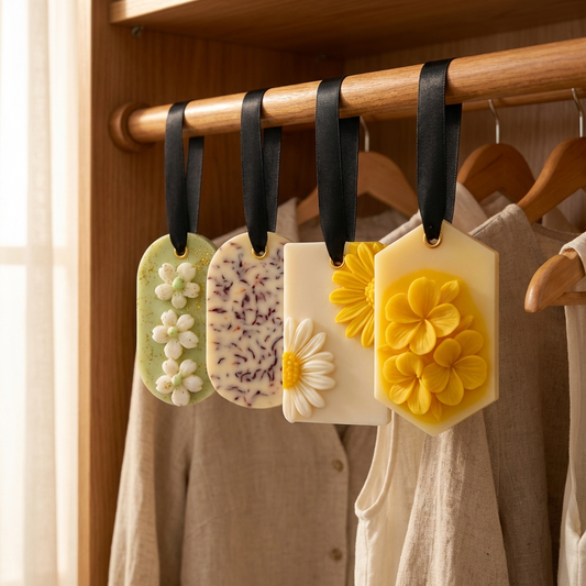 Air Freshener Mogra, Citrus, Linen & Rose Natural Scent for Wardrobes, Cupboards & ShoeRacks | Pack of 4