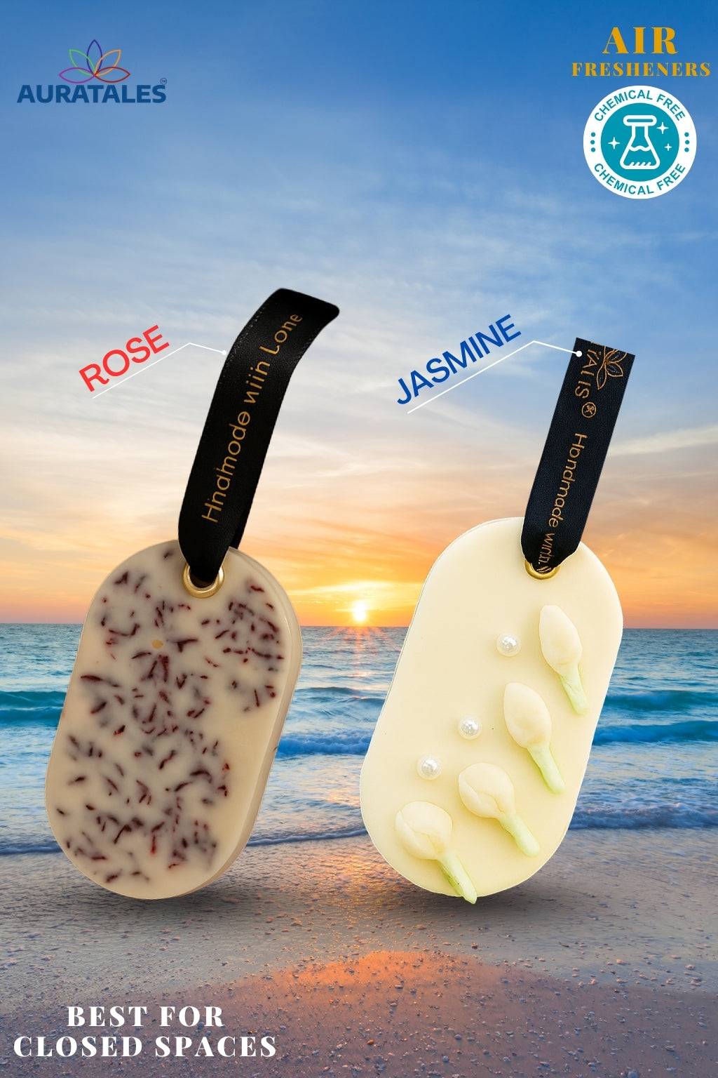 Air Freshener Jasmine & Rose Premium Scent for Closed Space | Pack of 2 AuraTales