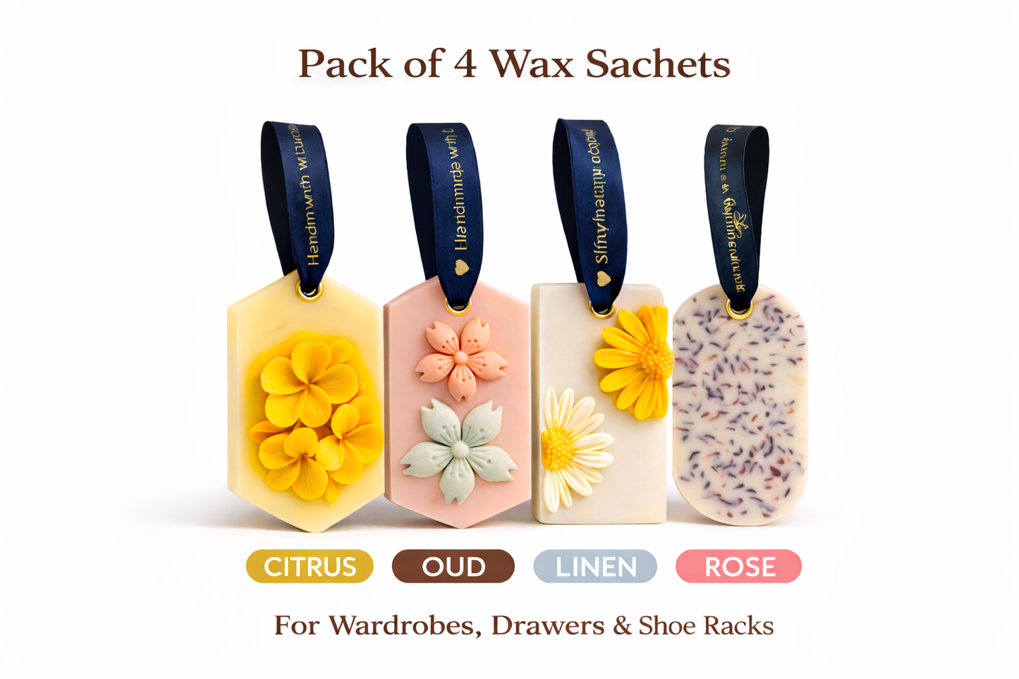 Air Freshener Citrus, Oud, Linen & Rose Premium Scent for Closed Space | Pack of 4