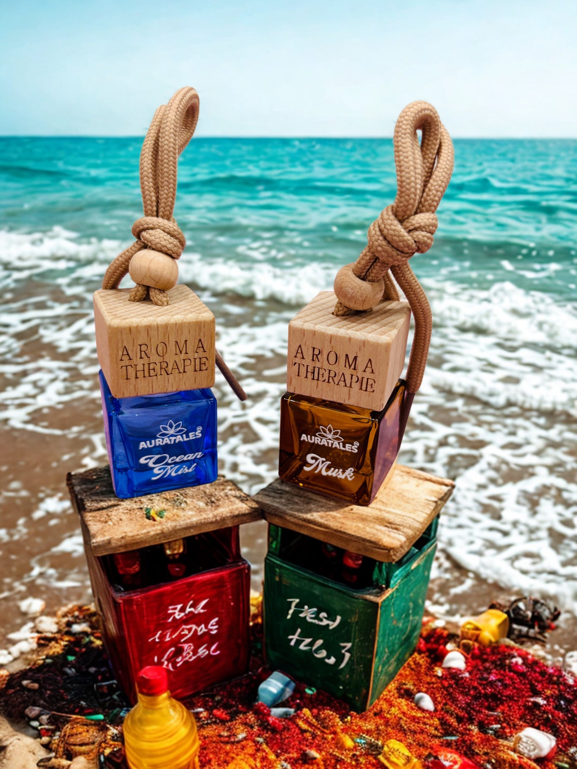 Car Hanging Perfume - Ocean Mist & Musk | Car Air Freshener - Combo Pack AuraTales