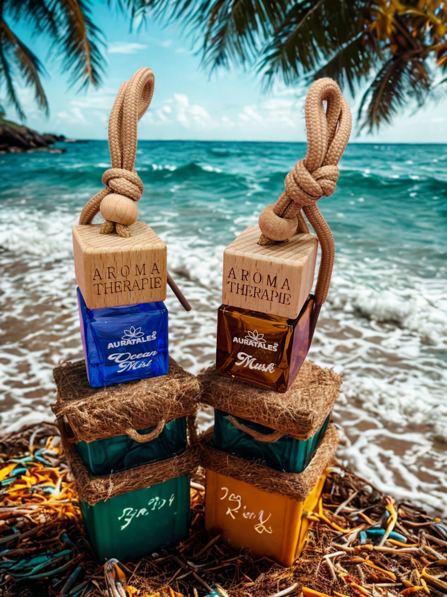 Car Hanging Perfume - Ocean Mist & Musk | Car Air Freshener - Combo Pack AuraTales