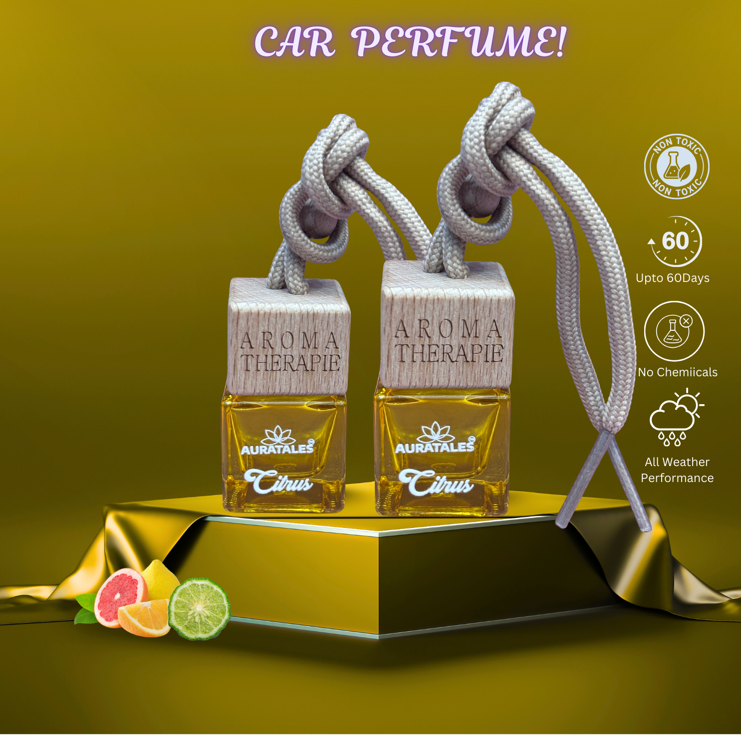 Premium Car Hanging Perfume - Citrus |  Car Freshener - Premium Citrus AuraTales