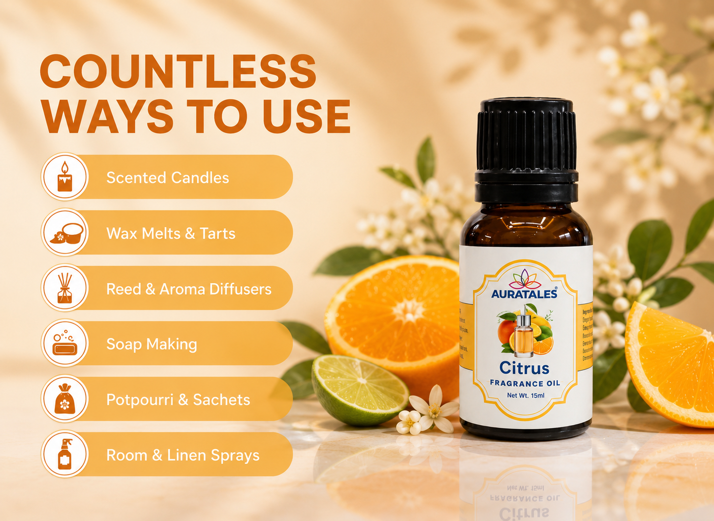 Lavender, Citrus Fragrance Oil |30 ml|Pack of 2|Helps in sleep & meditation|Used in Diffusers, Candles, Air Fresheners, Soaps AuraTales