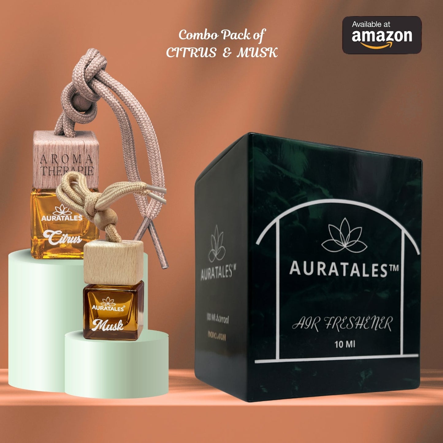 Car Hanging Perfume - Musk & Citrus | Car Freshener - Combo Pack Of 2 AuraTales