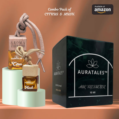 Car Hanging Perfume - Musk & Citrus | Car Freshener - Combo Pack Of 2 AuraTales