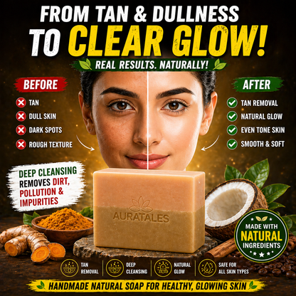 Handmade Natural Tan Removal & Deep Cleansing Bathing Soap For Men & Women | Pack of 3 AuraTales
