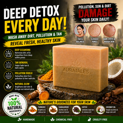 Handmade Natural Tan Removal & Deep Cleansing Bathing Soap For Men & Women | Pack of 3 AuraTales