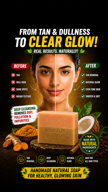Handmade Natural Tan Removal & Deep Cleansing Bathing Soap For Men & Women | Pack of 2 AuraTales