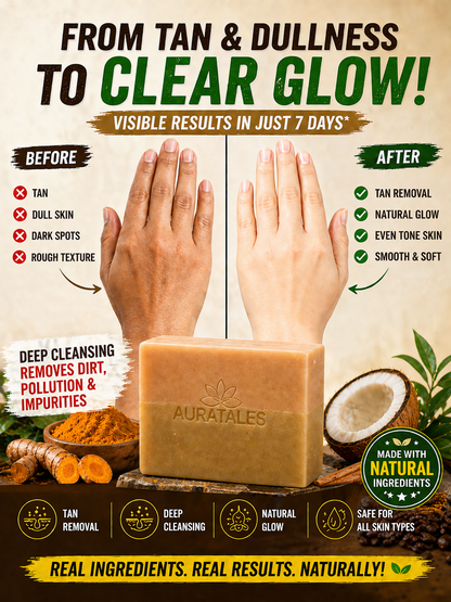 Handmade Natural Tan Removal & Deep Cleansing Bathing Soap For Men & Women | Pack of 4 AuraTales