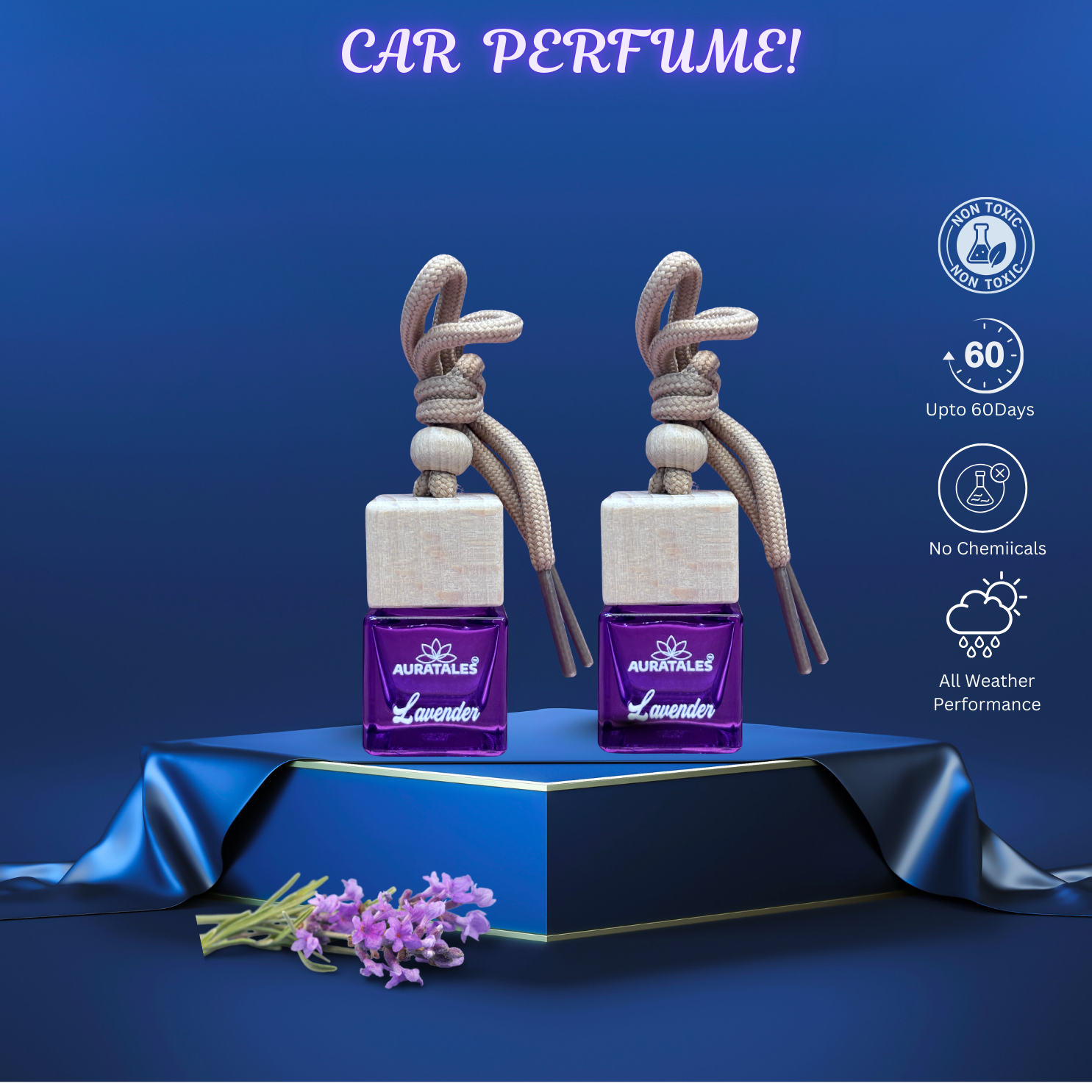 Premium Car Hanging Perfume - Lavender |  Car Freshener - Lavender AuraTales