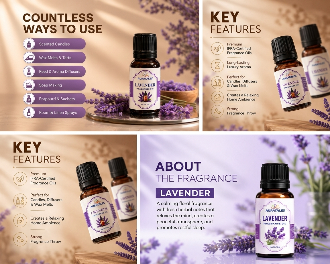 Lavender Fragrance Oil |30 ml|Pack of 2|Helps in concentration & meditation|Used in Diffusers, Candles, Air Fresheners, Soaps AuraTales