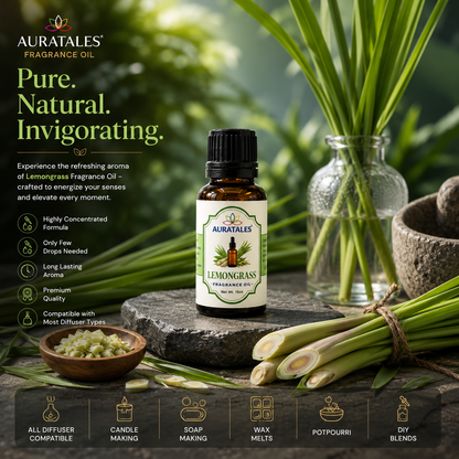 Fragrance Oil for Diffuser | Pack of 4 | 60ml | Best for Aromatherapy | Helps in Meditation | Used in Home, Candle, Diffusers, Air Fresheners (Musk, Oudh, Lemongrass, Rose) AuraTales