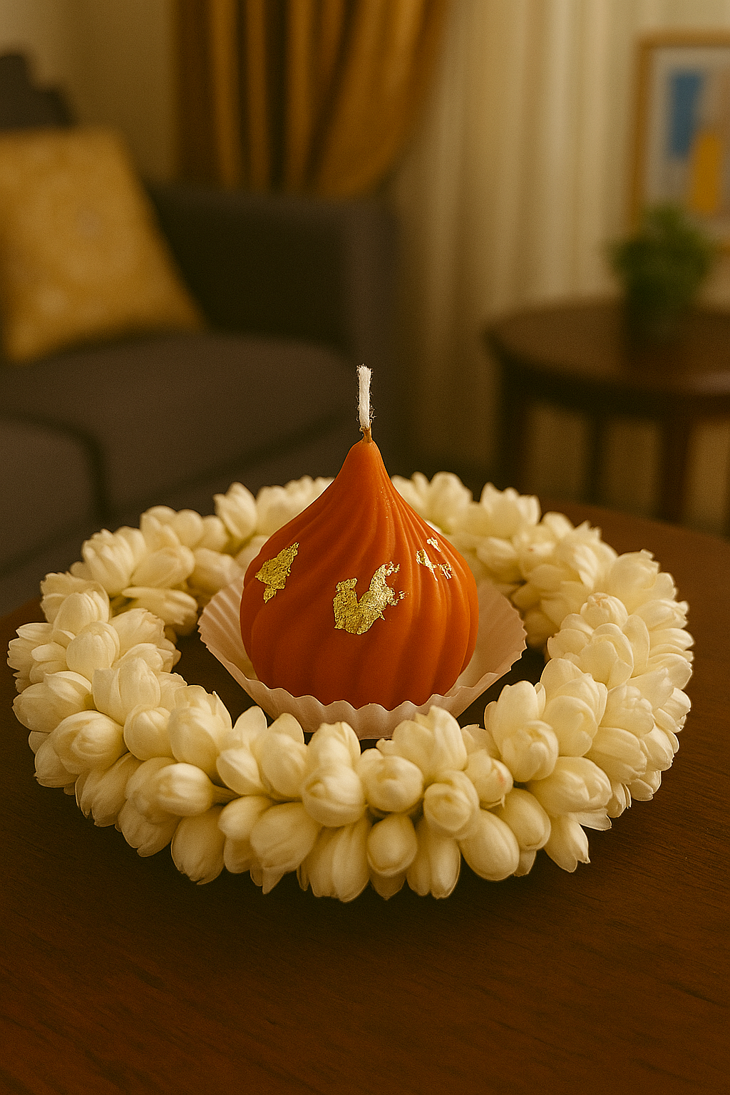 Modak Sweet Candle Rose, Cholocate, Saffron, Mogra | Pack of 8 Aura Tales