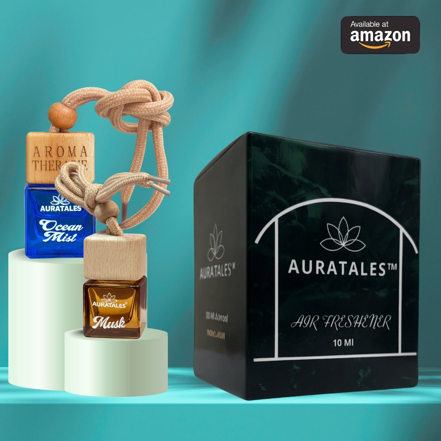 Car Hanging Perfume - Ocean Mist & Musk | Car Air Freshener - Combo Pack Of 2 AuraTales