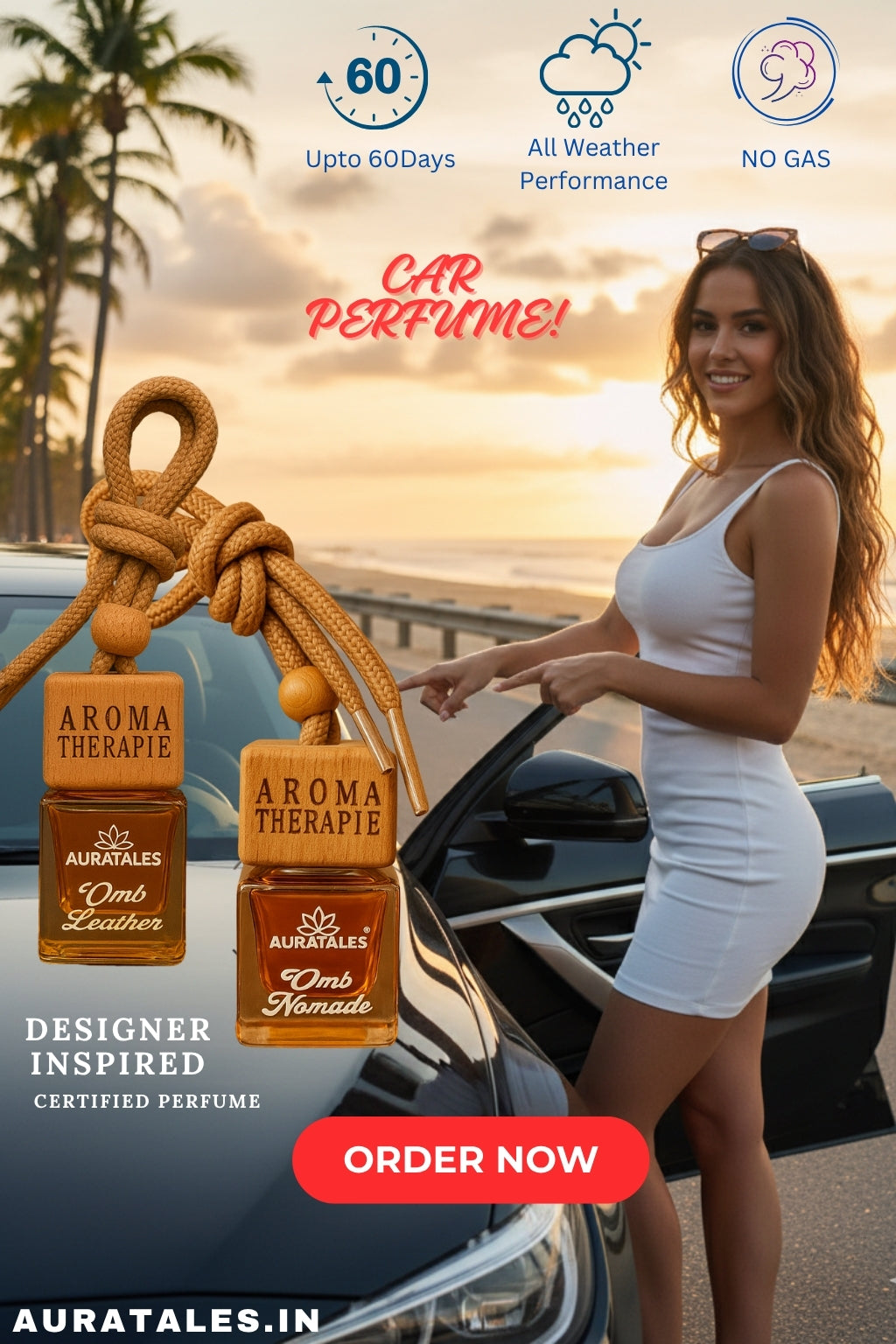 Designer Inspired Luxuary Car Perfume - Omb NOMADE & Omb Leather - Combo Pack Of 2 AuraTales