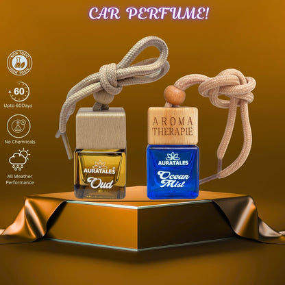 Car Hanging Perfume - Ocean Mist & Oud | Car Air Freshener - Combo Pack of 2 AuraTales