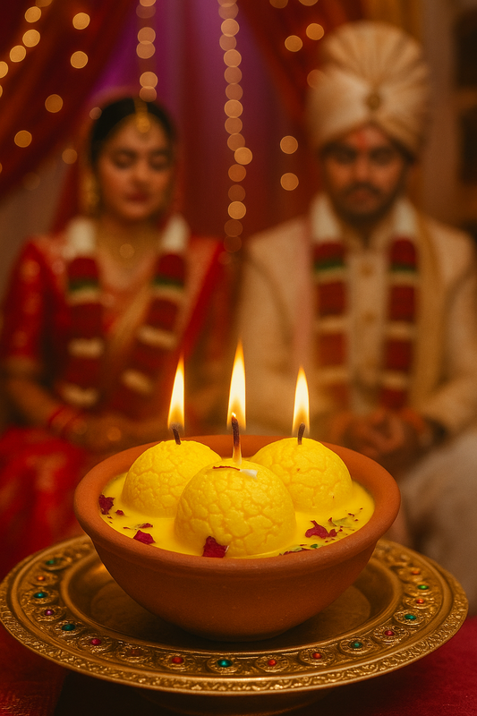 Rasmalai scented natural soy wax candle by AuraTales