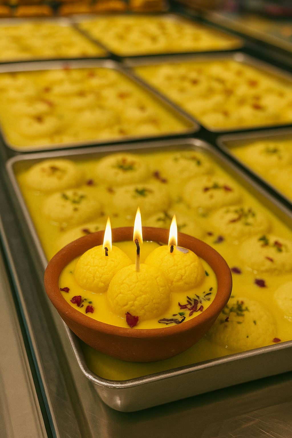Indian sweet-themed designer candle for Diwali and gifting