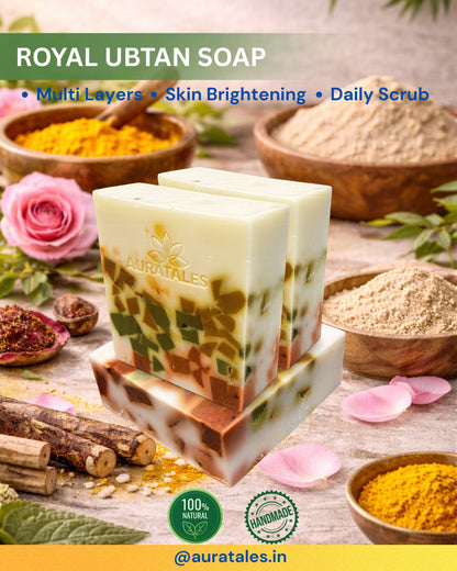 Handmade Royal Ubtan Bathing Soap For Men & Women | Pack of 3 AuraTales