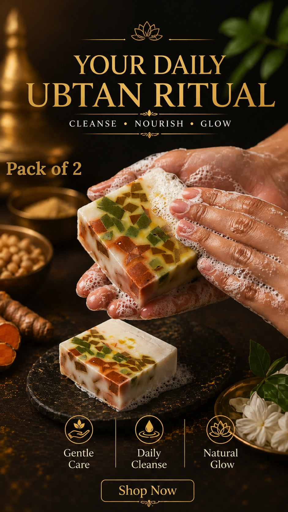 Handmade Royal Ubtan Bathing Soap For Men & Women | Pack of 2 AuraTales
