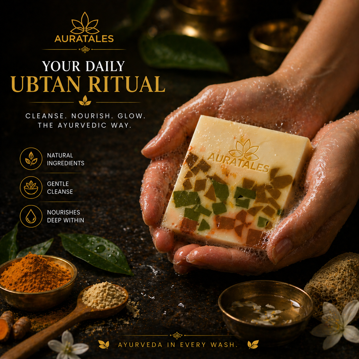 Handmade Royal Ubtan Bathing Soap For Men & Women | Pack of 3 AuraTales