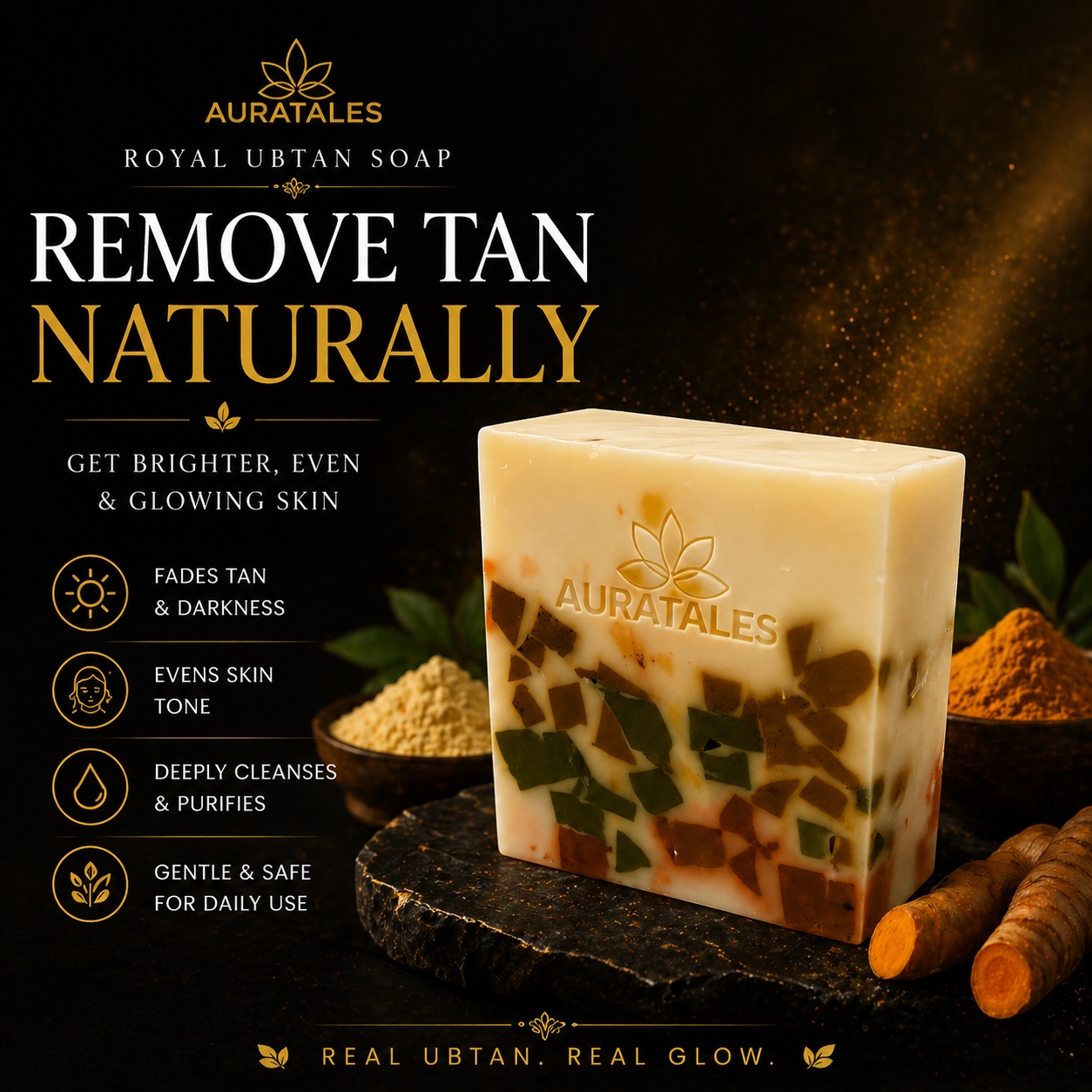 Handmade Royal Ubtan Bathing Soap For Men & Women | Pack of 3 AuraTales