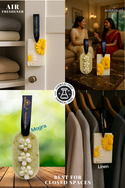 Air Freshener Linen & Mogra Premium Scent for Closed Space | Pack of 2 AuraTales