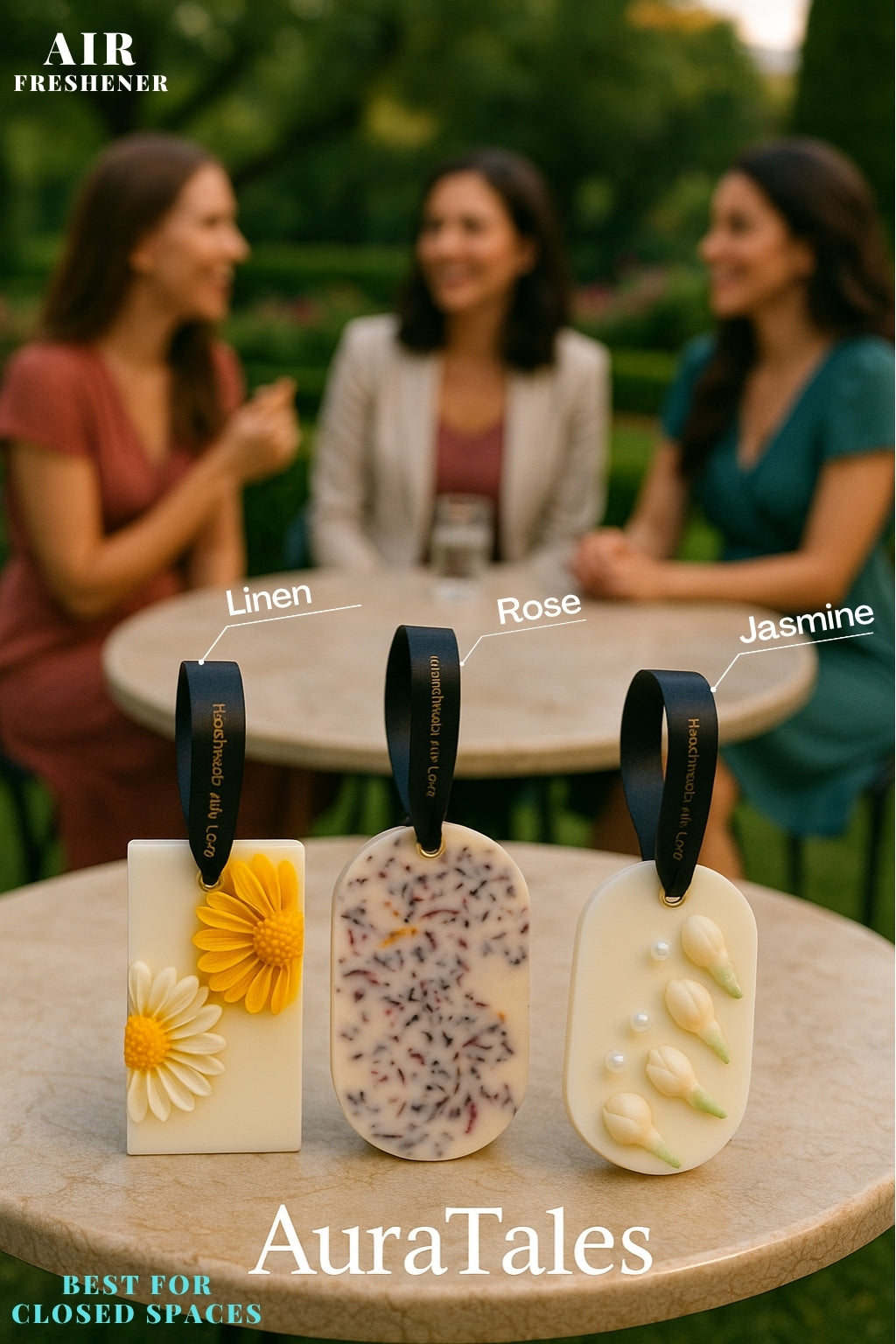 Air Freshener Linen, Rose & Jasmine Premium Scent for Closed Space | Pack of 3 AuraTales
