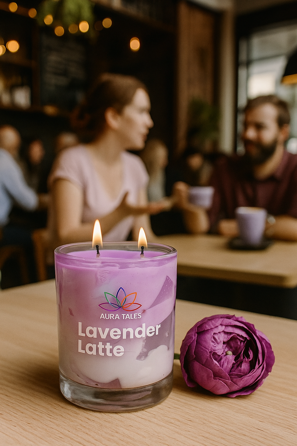 Lavender Latte Scented Candle | Aromatherapy Candle | Lavender & Vanilla Fragrances AuraTales