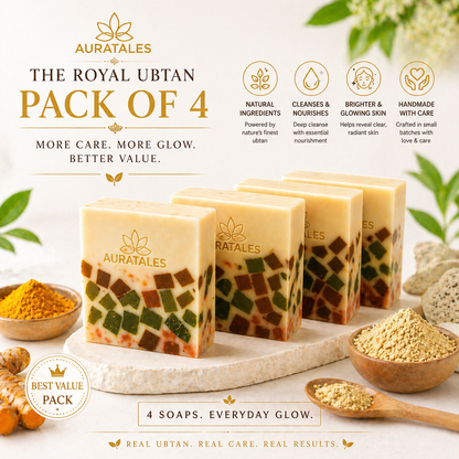 Handmade Royal Ubtan Bathing Soap For Men & Women | Pack of 4 AuraTales