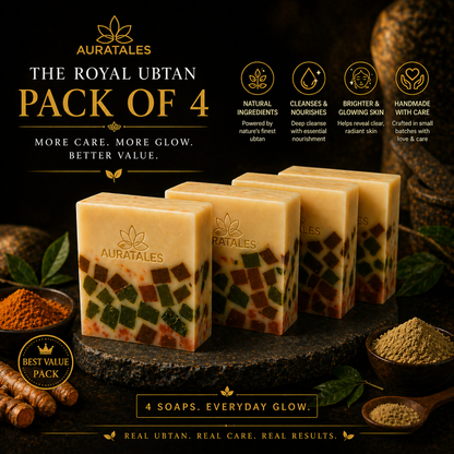 Handmade Royal Ubtan Bathing Soap For Men & Women | Pack of 4 AuraTales