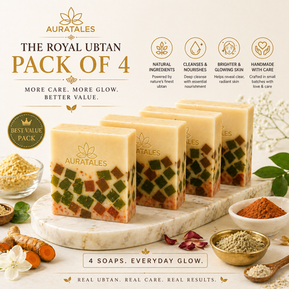 Handmade Royal Ubtan Bathing Soap For Men & Women | Pack of 4 AuraTales